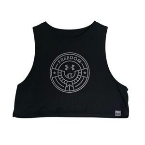 Under Armour Freedom Black Crop Top Muscle Tank Top M